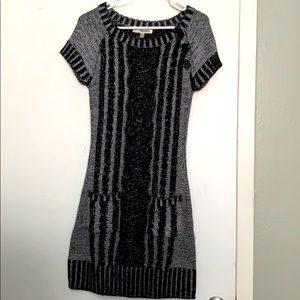 Black and gray sweater dress